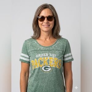 GREEN BAY PACKERS Short Sleeve Burnout Green NFL Juniors Shirt Sz Medium